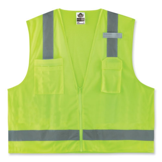 Picture of GloWear 8249Z-S Single Size Class 2 Economy Surveyors Zipper Vest, Polyester, Large, Lime, Ships in 1-3 Business Days