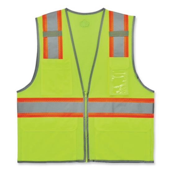 Picture of GloWear 8246Z-S Single Size Class 2 Two-Tone Mesh Vest, Polyester, Large, Lime, Ships in 1-3 Business Days