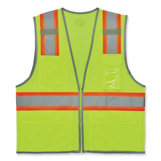 Picture of GloWear 8246Z-S Single Size Class 2 Two-Tone Mesh Vest, Polyester, 4X-Large, Lime, Ships in 1-3 Business Days