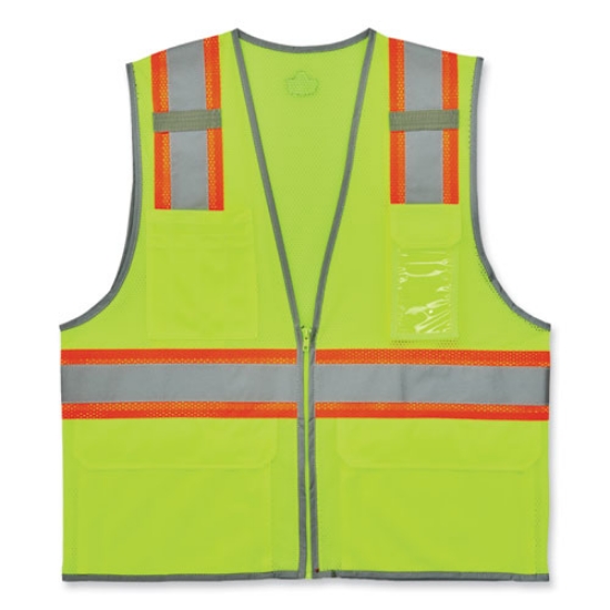 Picture of GloWear 8246Z-S Single Size Class 2 Two-Tone Mesh Vest, Polyester, 5X-Large, Lime, Ships in 1-3 Business Days