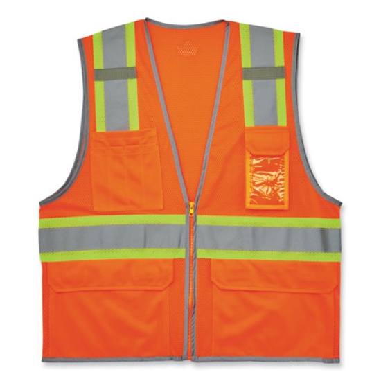 Picture of GloWear 8246Z-S Single Size Class 2 Two-Tone Mesh Vest, Polyester, Medium, Orange, Ships in 1-3 Business Days