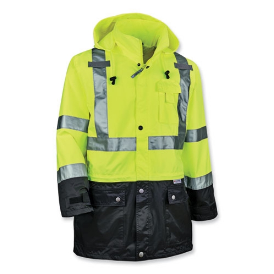 Picture of GloWear 8365BK Class 3 Hi-Vis Rain Jacket Black Bottom, Small, Lime, Ships in 1-3 Business Days