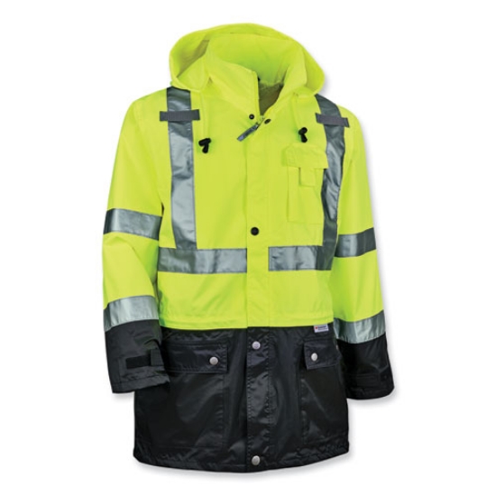 Picture of GloWear 8365BK Class 3 Hi-Vis Rain Jacket Black Bottom, 5X-Large, Lime, Ships in 1-3 Business Days