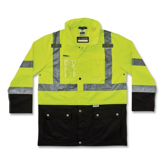 Picture of GloWear 8386 Class 3 Hi-Vis Outer Shell Jacket, Polyester, Medium, Lime, Ships in 1-3 Business Days