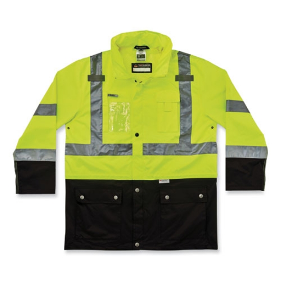 Picture of GloWear 8386 Class 3 Hi-Vis Outer Shell Jacket, Polyester, Large, Lime, Ships in 1-3 Business Days