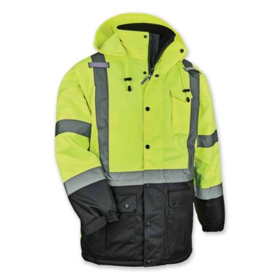 Picture of GloWear 8384 Class 3 Hi-Vis Quilted Thermal Parka, X-Large, Lime, Ships in 1-3 Business Days