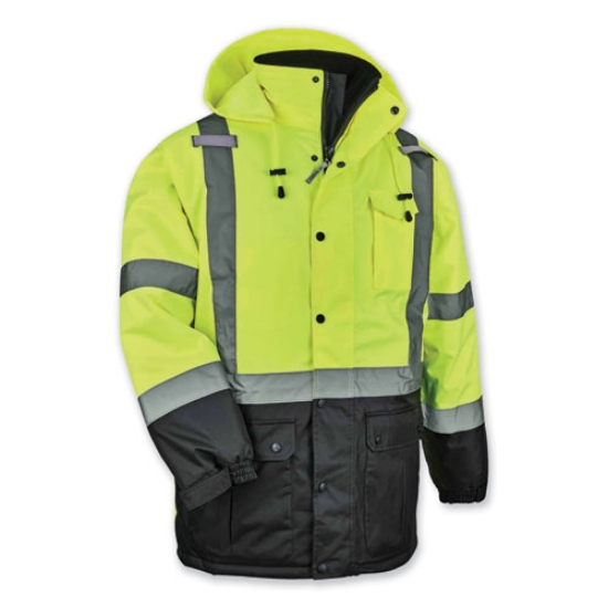 Picture of GloWear 8384 Class 3 Hi-Vis Quilted Thermal Parka, 4X-Large, Lime, Ships in 1-3 Business Days