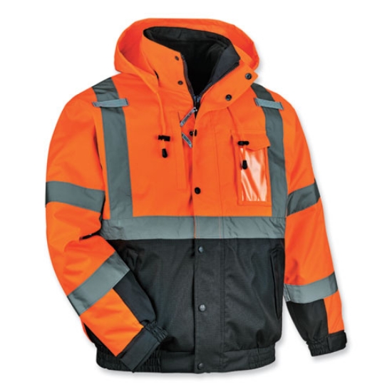 Picture of GloWear 8381 Class 3 Hi-Vis 4-in-1 Quilted Bomber Jacket, Orange, 4X-Large, Ships in 1-3 Business Days
