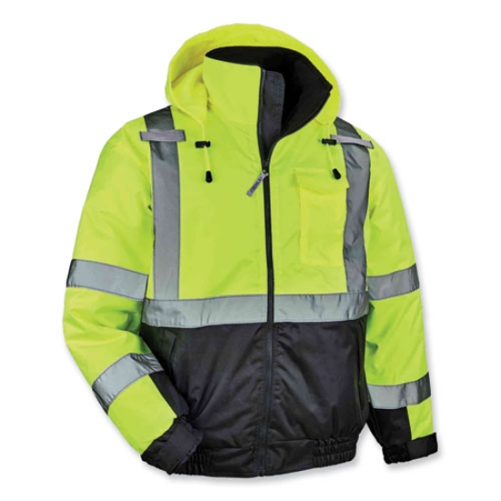 Picture of GloWear 8377 Class 3 Hi-Vis Quilted Bomber Jacket, Lime, Small, Ships in 1-3 Business Days