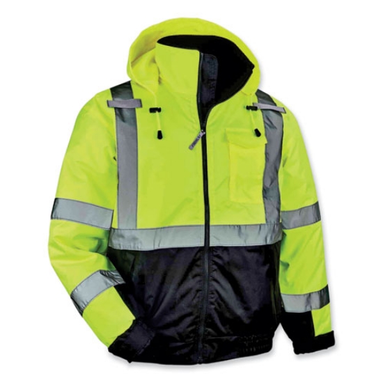 Picture of GloWear 8377 Class 3 Hi-Vis Quilted Bomber Jacket, Lime, 5X-Large, Ships in 1-3 Business Days