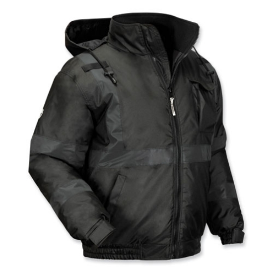 Picture of GloWear 8377EV Non-Certified Hi-Vis Quilted Bomber Jacket, Black, Large, Ships in 1-3 Business Days
