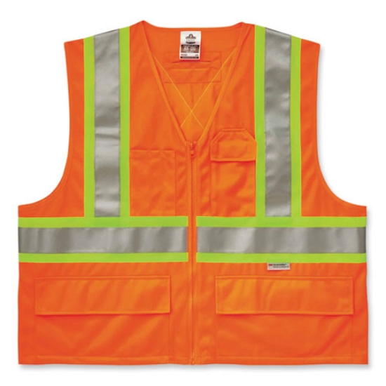 Picture of GloWear 8235ZX Class 2 Two-Tone X-Back Vest, Polyester, Small/Medium, Orange, Ships in 1-3 Business Days