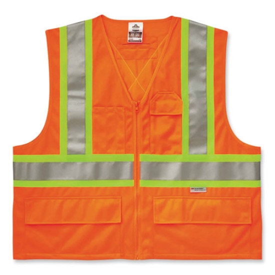 Picture of GloWear 8235ZX Class 2 Two-Tone X-Back Vest, Polyester, Large/X-Large, Orange, Ships in 1-3 Business Days