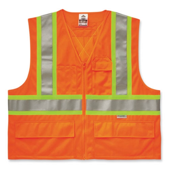 Picture of GloWear 8235ZX Class 2 Two-Tone X-Back Vest, Polyester, 4X-Large/5X-Large, Orange, Ships in 1-3 Business Days