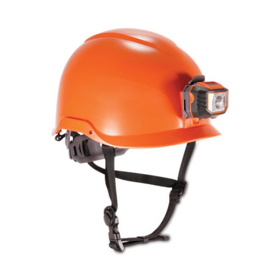 Picture of Skullerz 8974LED Class E Safety Helmet w/8981 Universal LED Headlamp, 6-Pt Ratchet Susp, Orange, Ships in 1-3 Business Days