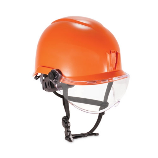 Picture of Skullerz 8974V Class E Safety Helmet w/8991 Visor Kit, Clear Lens, 6-Pt Ratchet Suspension, Orange,Ships in 1-3 Business Days