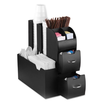 Picture of Coffee Condiment Caddy Organizer, 10 Compartments, 5.4 x 11 x 12.6, Black