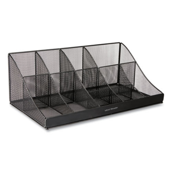 Picture of Network Collection 11-Compartment Coffee Cup and Condiment Countertop Organizer, 9.5 x 17.88 x 6.63, Black