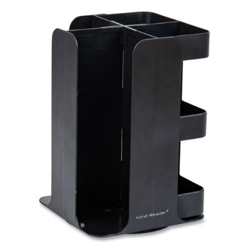 Picture of Anchor Collection 8-Compartment Coffee Cup, Lid, and Condiment Carousel Countertop Organizer, 8 x 8 x 12, Black