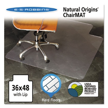 Picture of Natural Origins Chair Mat With Lip For Hard Floors, 36 X 48, Clear