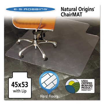 Picture of Natural Origins Chair Mat With Lip For Hard Floors, 45 X 53, Clear