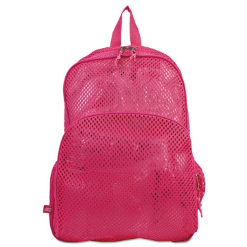 Picture of Mesh Backpack, Fits Devices Up to 17", Polyester, 12 x 5 x 18, Clear/English Rose