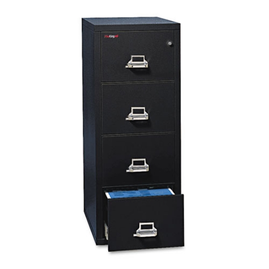 Picture of Insulated Vertical File, 1-Hour Fire Protection, 4 Letter-Size File Drawers, Black, 17.75" X 25" X 52.75"