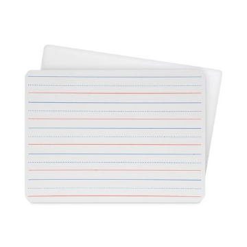 Picture of Two-Sided Red and Blue Ruled Dry Erase Board, 12 x 9, Ruled White Front/Unruled White Back, 24/Pack