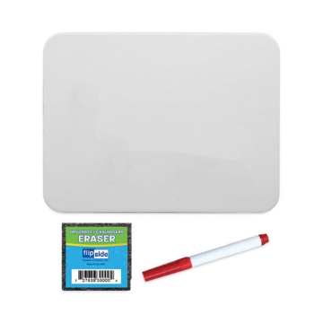 Picture of Dry Erase Board Set with Assorted Color Markers, 12 x 9, White Surface, 12/Pack