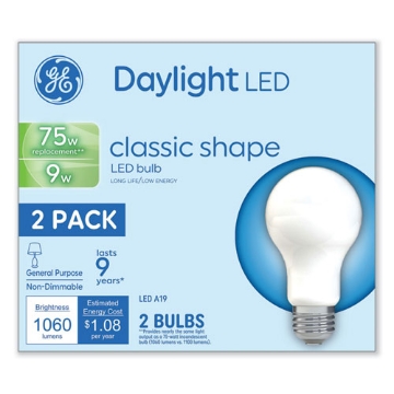 Picture of Classic Led Non-Dim A19 Light Bulb, 9 W, Daylight, 2/pack