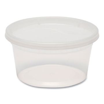 Picture of Plastic Deli Container with Lid, 12 oz, Clear, Plastic, 240/Carton