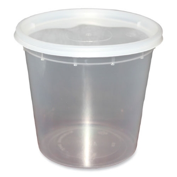 Picture of Plastic Deli Container with Lid, 24 oz, Clear, Plastic, 240/Carton