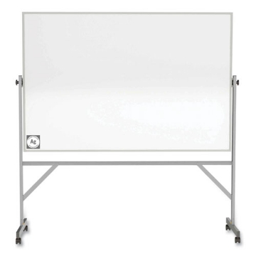 Picture of Reversible Magnetic Hygienic Porcelain Whiteboard, Satin Aluminum Frame/Stand, 96 x 48, White Surface, Ships in 7-10 Bus Days