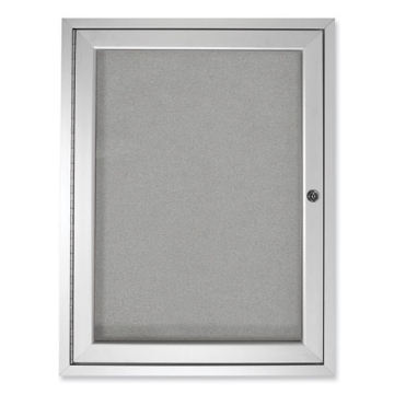 Picture of 1 Door Enclosed Vinyl Bulletin Board with Satin Aluminum Frame, 18 x 24, Silver Surface, Ships in 7-10 Business Days