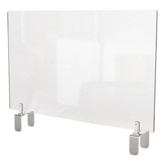 Picture of Clear Partition Extender With Attached Clamp, 36 X 3.88 X 24, Thermoplastic Sheeting