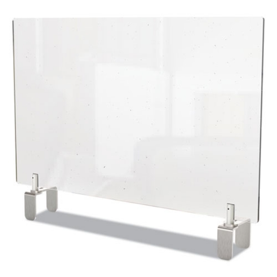 Picture of Clear Partition Extender With Attached Clamp, 42 X 3.88 X 24, Thermoplastic Sheeting