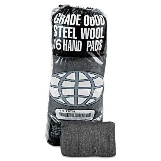 Picture of Industrial-Quality Steel Wool Hand Pad, #0 Fine, Steel Gray, 16/pack, 12 Packs/carton
