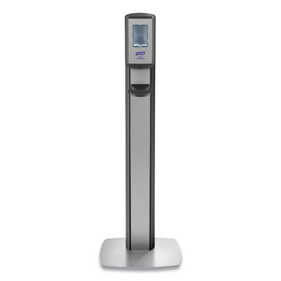 Picture of Messenger Cs8 Silver Panel Floor Stand With Dispenser, 1,200 Ml, 15.13 X 16.62 X 52.68, Graphite/silver