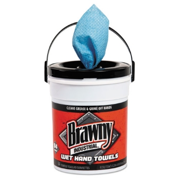 Picture of Wet Hand Towels, 1-Ply, 8.6 x 12.2, Fresh Scent, Blue, 84/Pail, 6/Carton