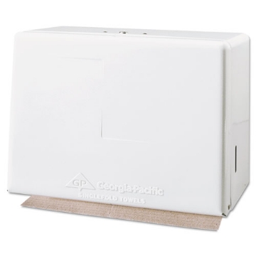 Picture of Space Saver Singlefold Towel Dispenser, Steel, 11.63 X 6.63 X 8.13, White
