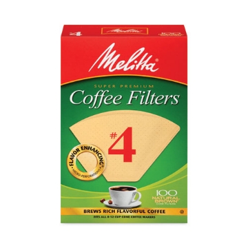 Picture of Melitta Coffee Filters, #4,  8 to 12 Cup Size, Cone Style, 100 Filters/Pack, 3/Pack, Ships in 1-3 Business Days