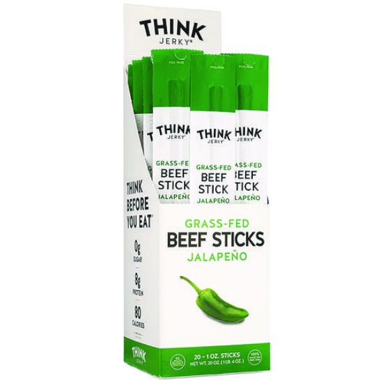 Picture of Jalapeno 100% Grass-Fed Beef Sticks, 1 oz Individually Wrapped Sticks, 20/Carton, Ships in 1-3 Business Days
