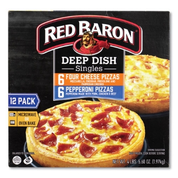 Picture of Deep Dish Pizza Singles Variety Pack, Four Cheese/Pepperoni, 5.5 oz Pack, 12 Packs/Carton, Ships in 1-3 Business Days