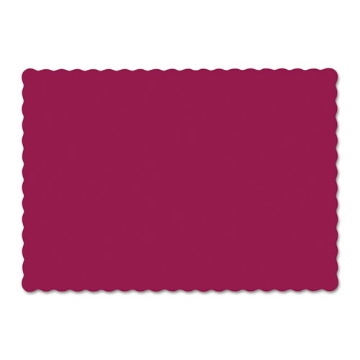 Picture of Solid Color Scalloped Edge Placemats, 9.5 X 13.5, Burgundy, 1,000/carton