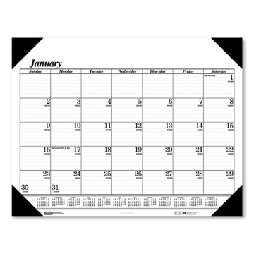 Picture of Recycled One-Color Dated Monthly Desk Pad Calendar, 18.5 x 13, White Sheets, Black Binding/Corners,12-Month (Jan-Dec): 2024