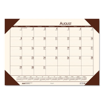 Picture of EcoTones Recycled Academic Desk Pad Calendar, 18.5 x 13, Cream Sheets, Brown Corners, 12-Month (Aug to July): 2023 to 2024