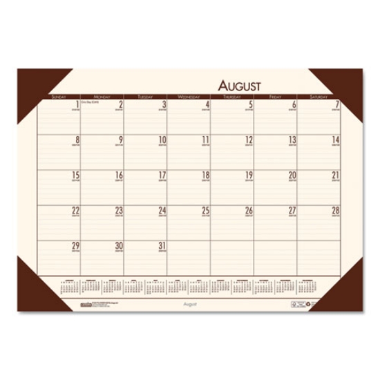Picture of EcoTones Recycled Academic Desk Pad Calendar, 18.5 x 13, Cream Sheets, Brown Corners, 12-Month (Aug to July): 2023 to 2024