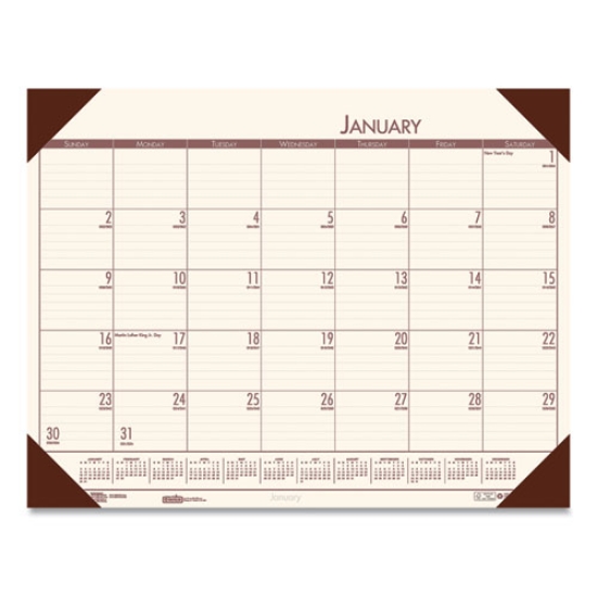 Picture of EcoTones Recycled Monthly Desk Pad Calendar, 22 x 17, Moonlight Cream Sheets, Brown Corners, 12-Month (Jan to Dec): 2024