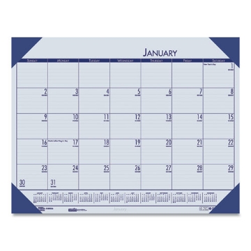 Picture of EcoTones Recycled Monthly Desk Pad Calendar, 18.5 x 13, Ocean Blue Sheets/Corners, Black Binding, 12-Month (Jan to Dec): 2024