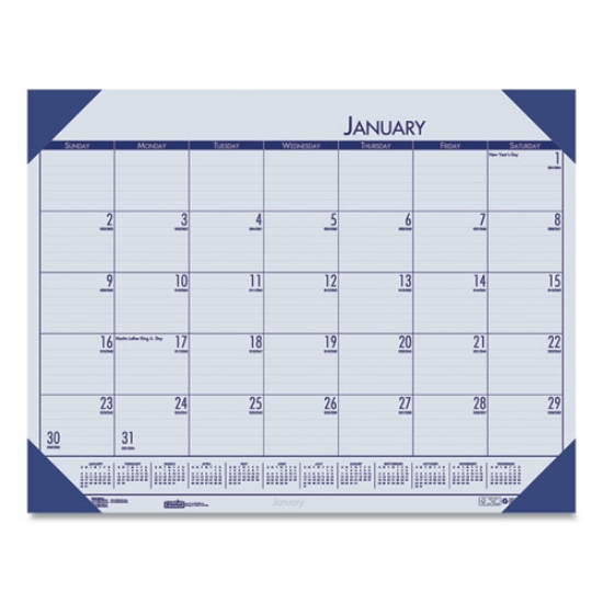 Picture of EcoTones Recycled Monthly Desk Pad Calendar, 18.5 x 13, Ocean Blue Sheets/Corners, Black Binding, 12-Month (Jan to Dec): 2024
